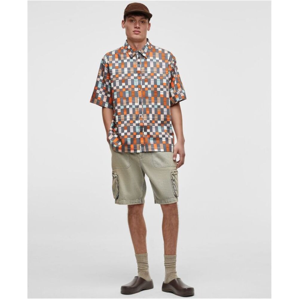 Mode Of One Mens Retro Check Button Up Shirt, NWT